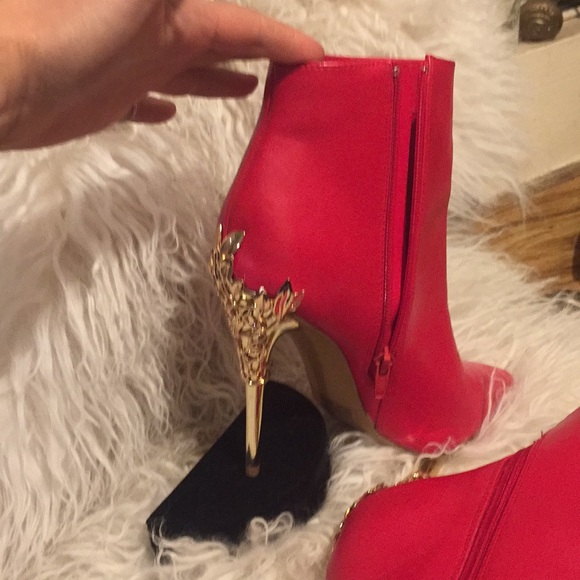 ShoeDazzle Gold Accent Stiletto Booties - Picture 6 of 8